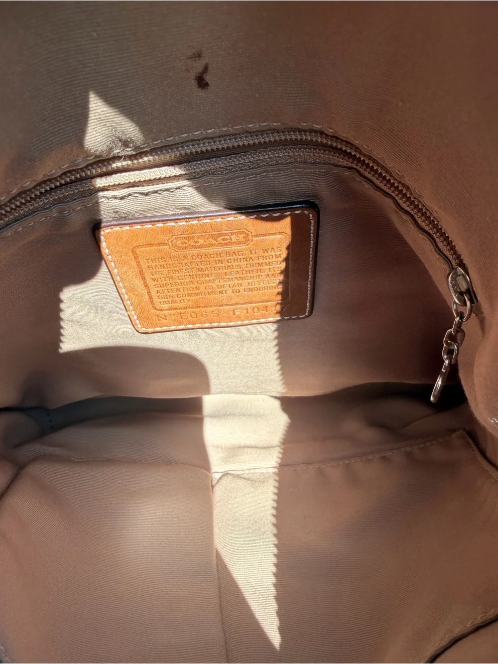 Coach Tan/Brown Signature Canvas Shoulder Bag with Tassel